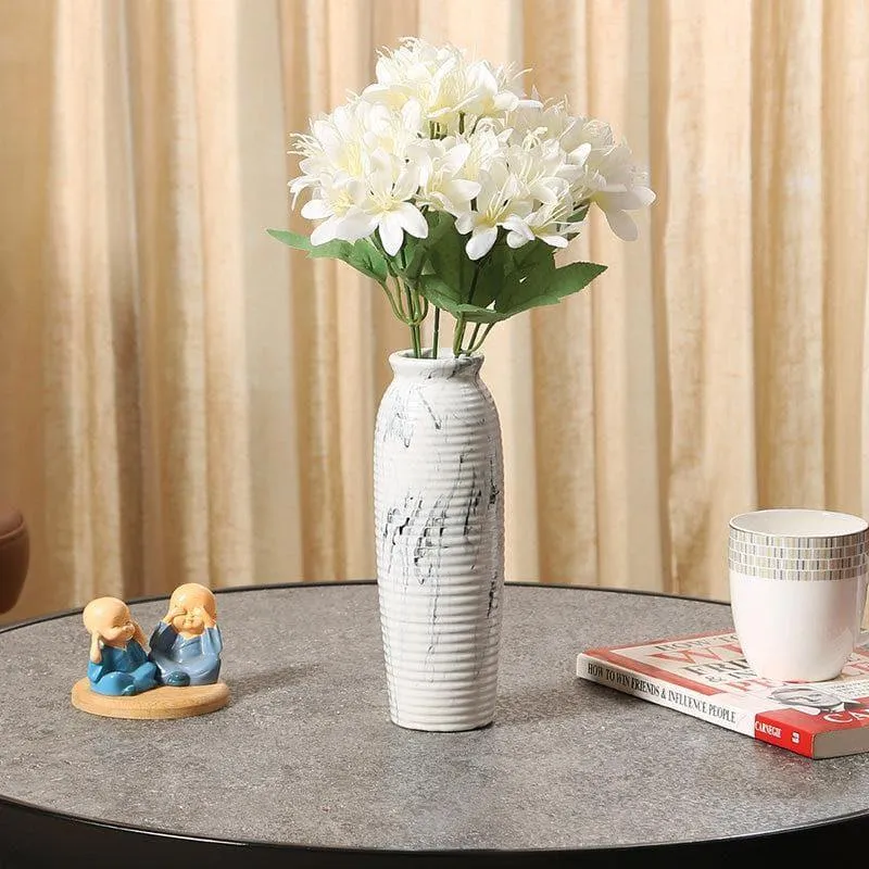 Faux Amaryllis Daisy Bunch (White) - Set Of Two media 1