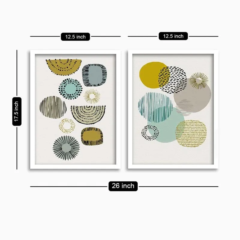 Calm Botanica Paper Wall Painting With MDF Frame - Set Of Two media 8