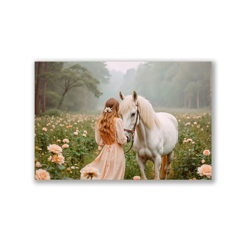 Girl & Horse Cotton Canvas Wall Art media 3
