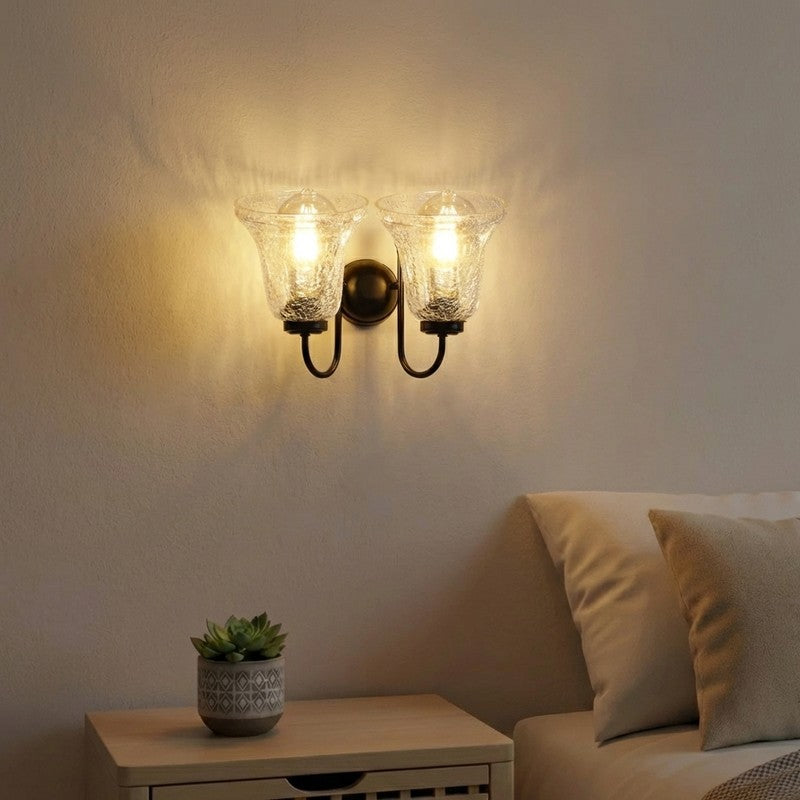 Warm Glow Dual Shade Glass Wall Lamp