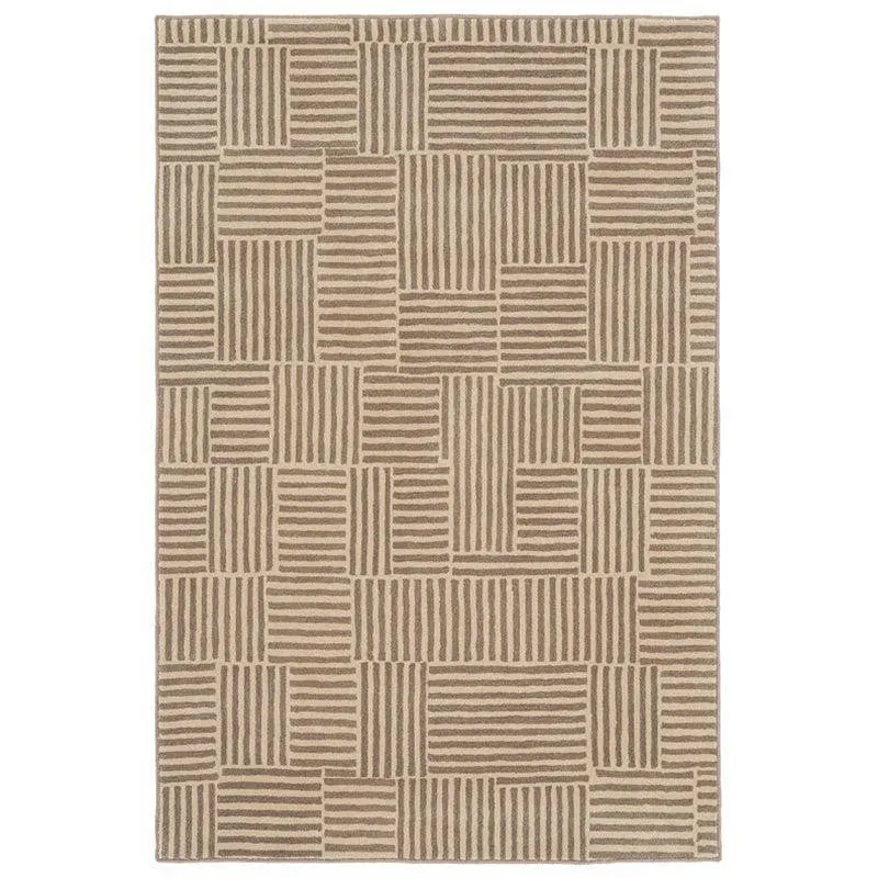 Boromir Hand Tufted Geometric Wool & Nylon Carpet - Taupe media 1