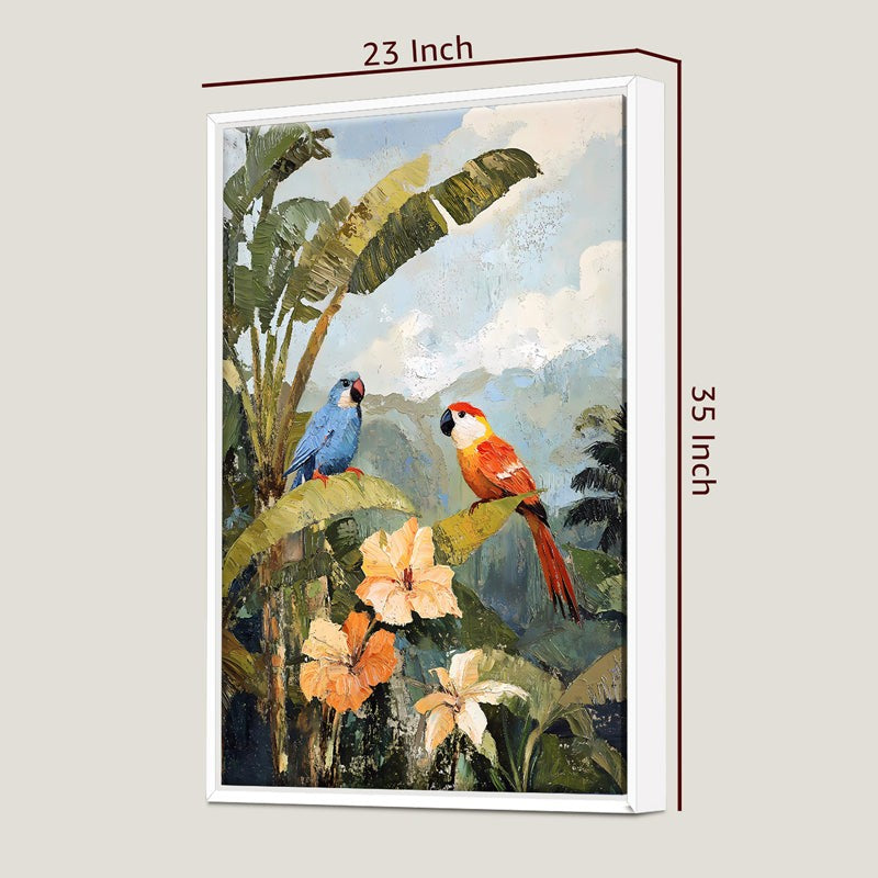 Tropical Bird Canvas Wall Painting With Frame media 7
