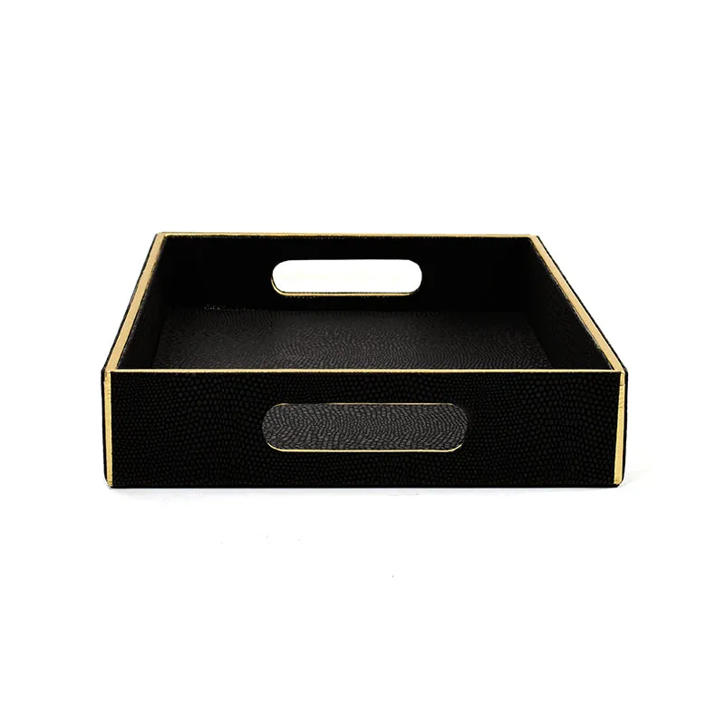 Tisquo Faux Leather Serving Tray (Black) - Set Of Two media 4