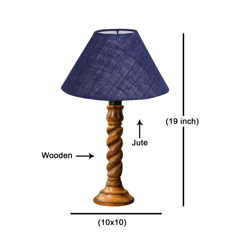 Elvane Velin Wooden Table Lamp - Blue media 8