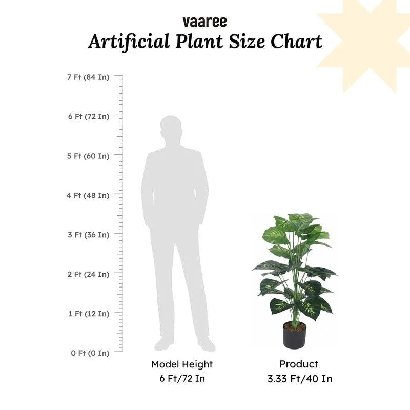 Faux Realtouch Green Dieffenbachia Tree With Black Plastic Pot - 3.3 Feet media 7