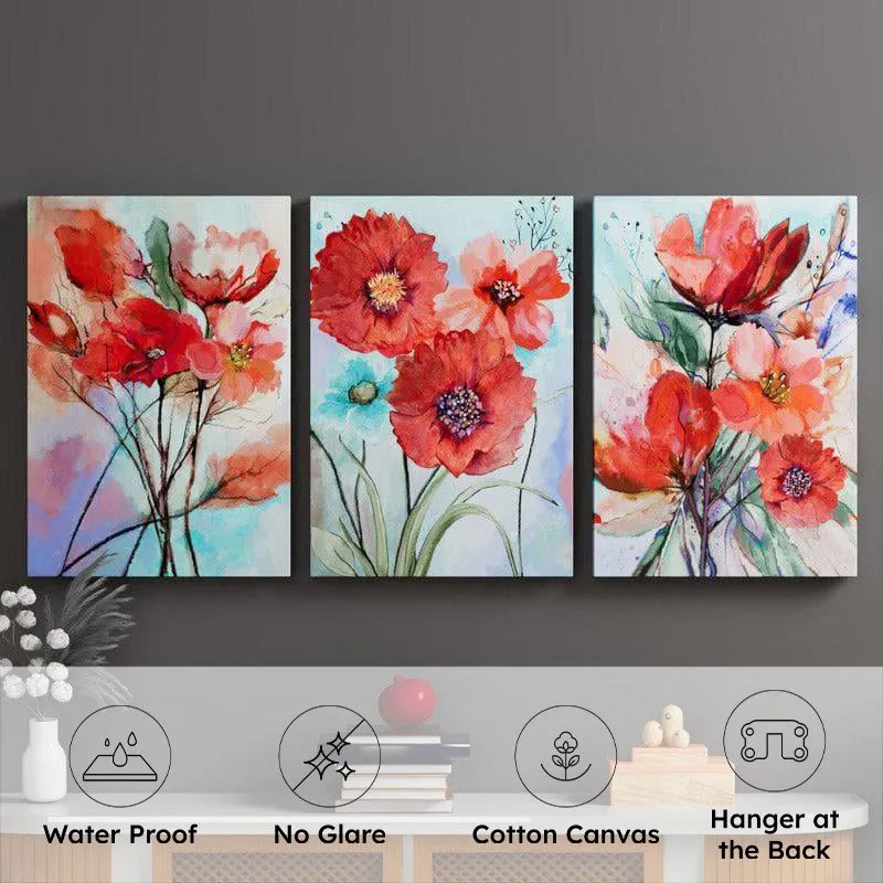 Bloom Parade Wall Painting - Set Of Three media 7