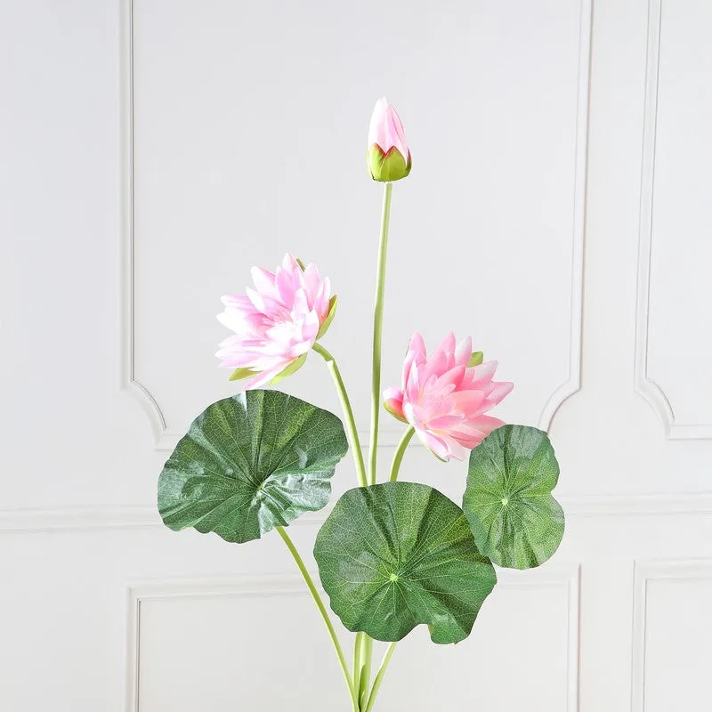Lotus Bloom Stem with Leaves - Pink media 4