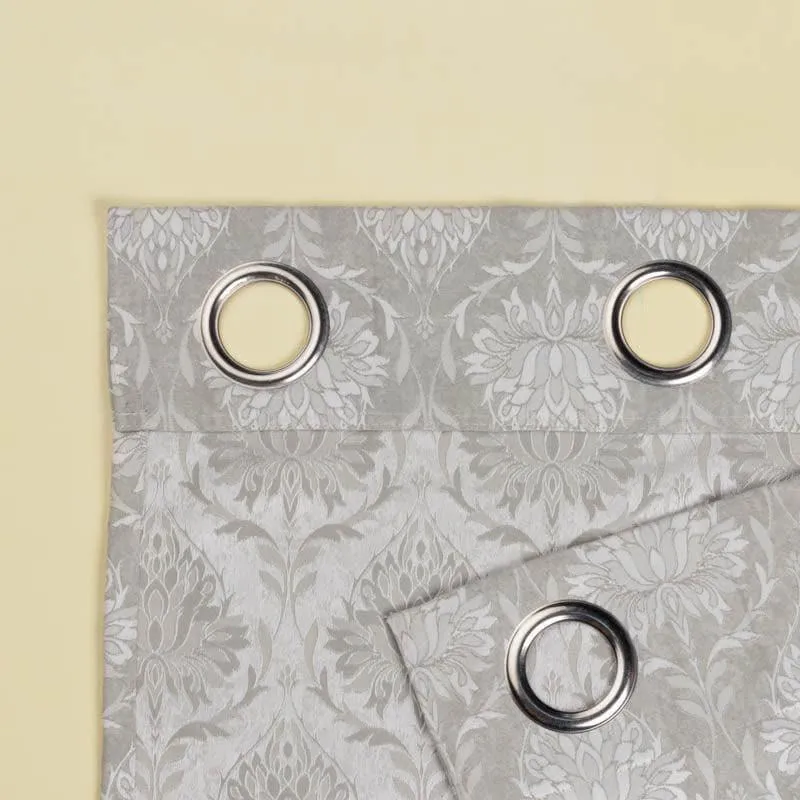 European Baroque Floral Single Curtain (Grey) media 5