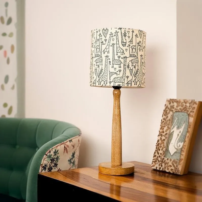 Tall Tales Classy Wooden Stand Fabric Table Lamp - Beige,Brown media 3