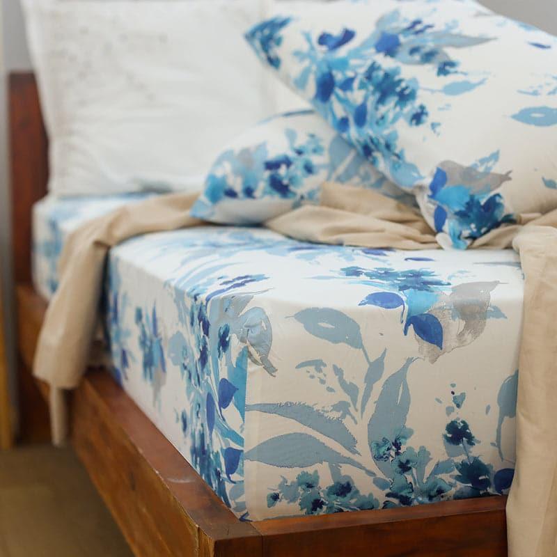Agala Snapdragon Cotton Bedsheet (Blue)-254 TC media 5