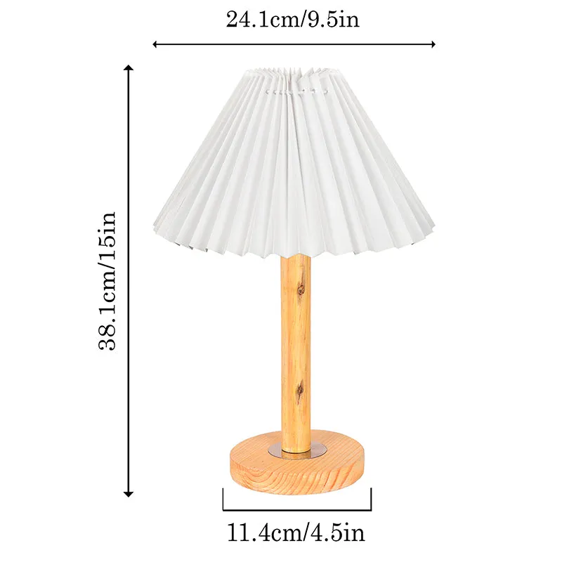French Pleat Wooden Table Lamp - White,Brown media 5