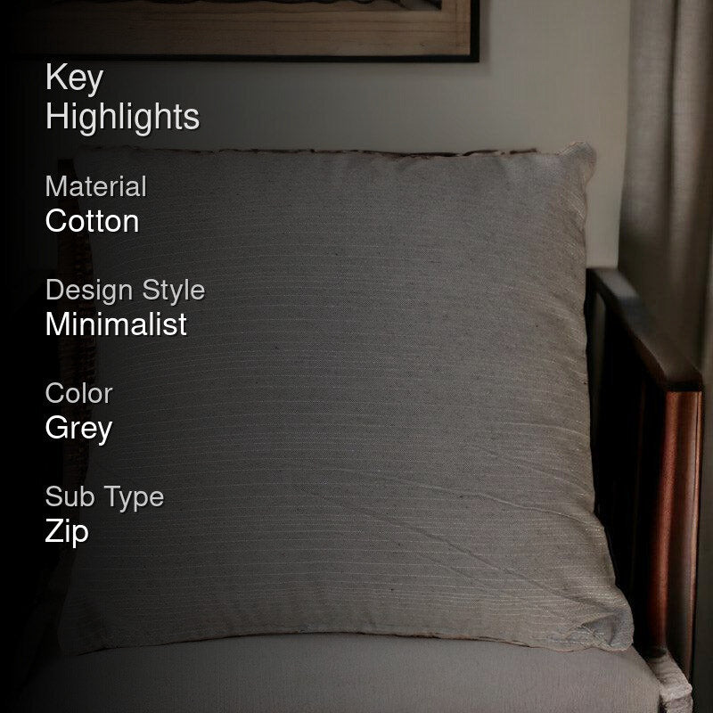 Tavon Striped Woven Cushion Cover - Light Grey media 2