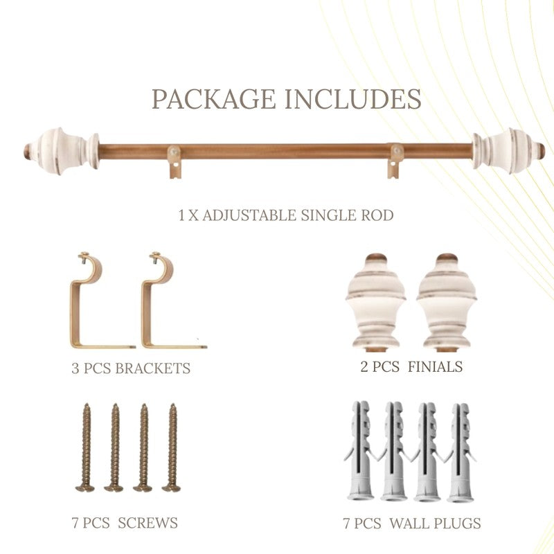 Chisel Bloc Extendable 1" Single Curtain Rod With Oval Finial & Brackets media 6