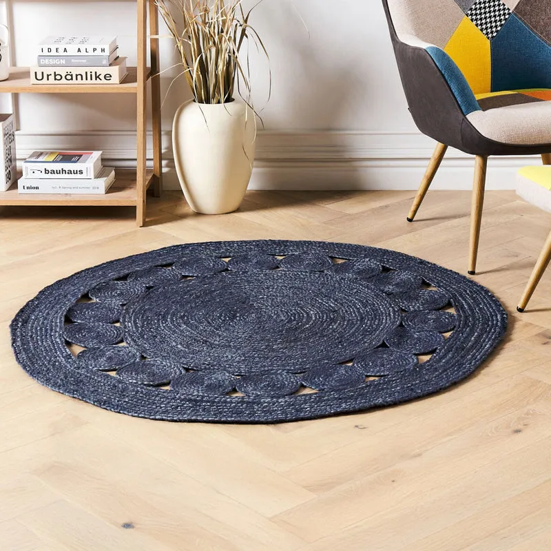Knot Theory Braided Jute Area Rug - Blue media 4