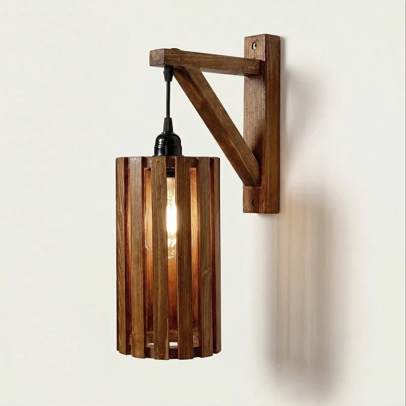LinearStripe Wooden Wall Lamp - Brown media 4