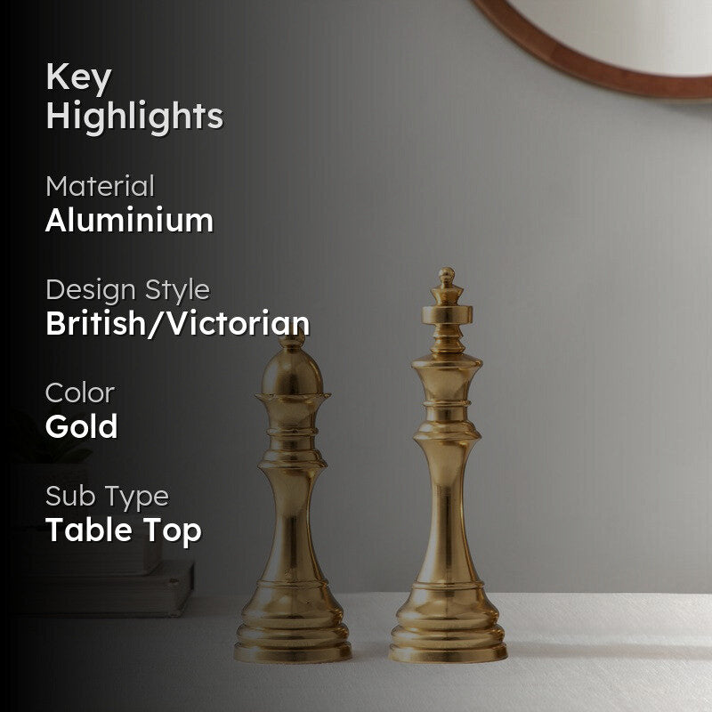 Chess Aluminum Showpiece (Gold) (Small) - Set Of Two media 2