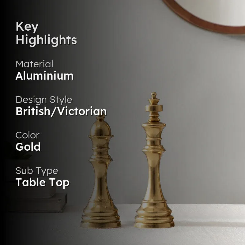 Chess Aluminum Showpiece (Gold) (Small) - Set Of Two media 2