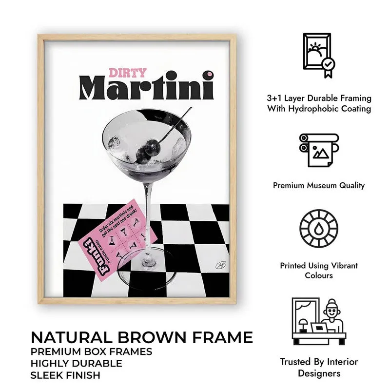 Checks Martini Archival Canvas Wall Art - Brown media 10