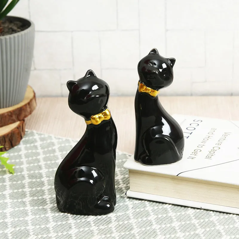 Kitty Duo Resin Showpiece (White & Orange) - Set Of Two media 3