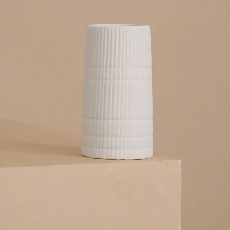 White Ridge Textured Ceramic Vase media 3
