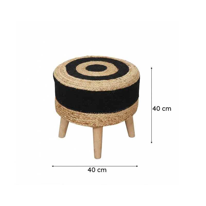 Fermi Juco Ottoman - Black & Beige media 6