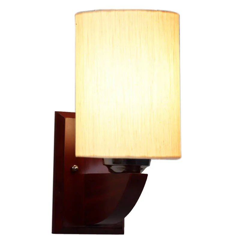 Alabaster Cylindrical Wooden Wall Lamp media 4