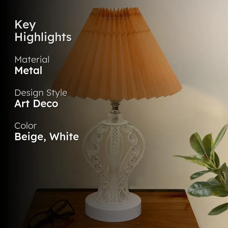Irelle French Pleat Metal Table Lamp - Beige,White media 2