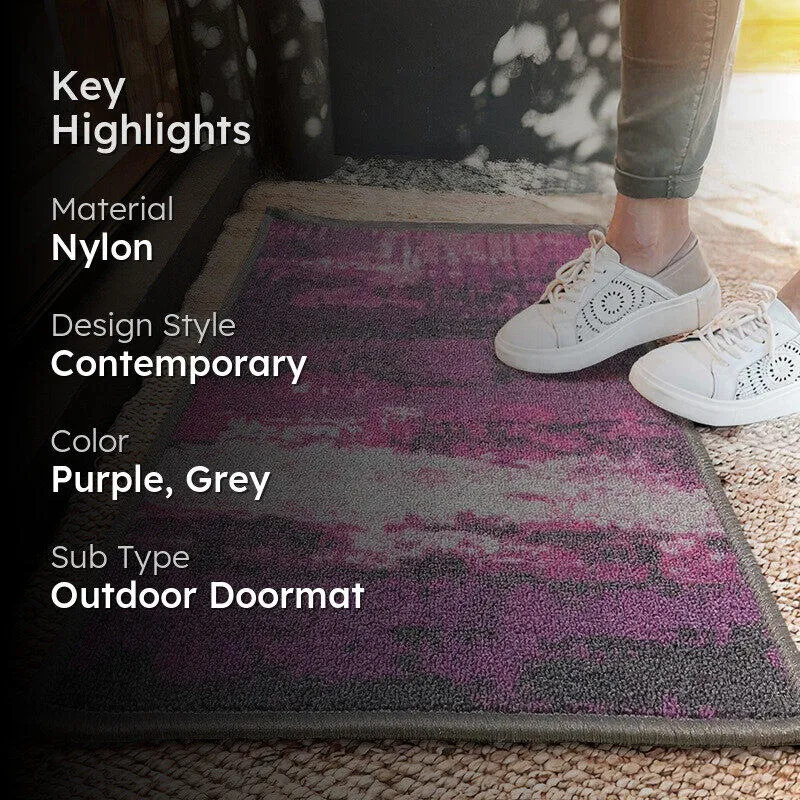 Halo Abstract Nylon Door Mats - Purple,Grey media 2
