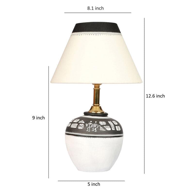 Rishit Terracotta Table Lamp - Black,White media 6