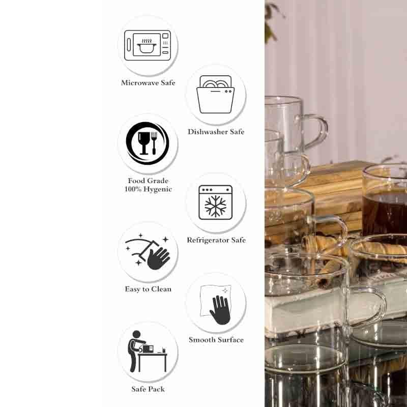 Puritax Glass Tea Cup (150 mL Each) -  Set of Six media 5