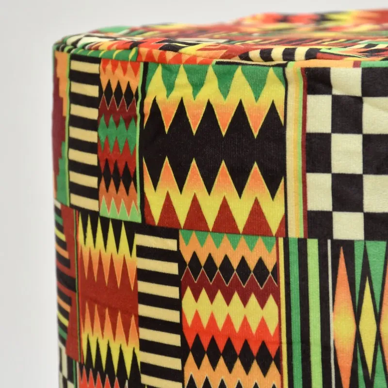 Colorway Kente Print Multicolor Engineered Wood Ottomans - Set Of Two media 5