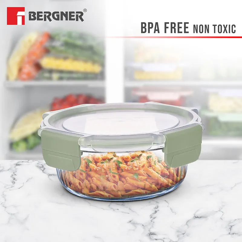 Bergner Seal Tiff Airtight Glass Tiffin Box (Green) - 950 mL media 3