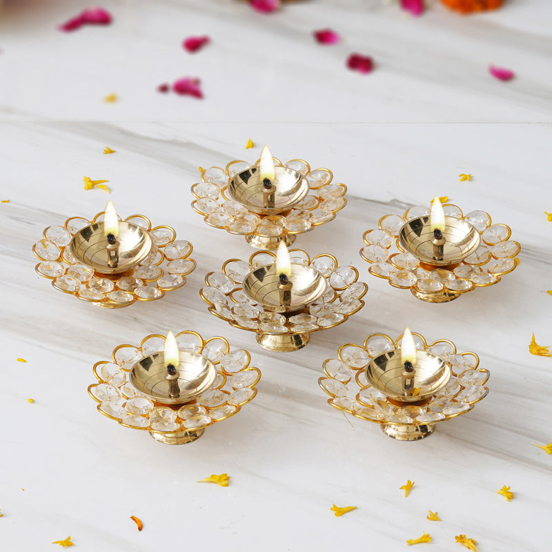 Vintara Festive Brass Diya - Set Of Six
