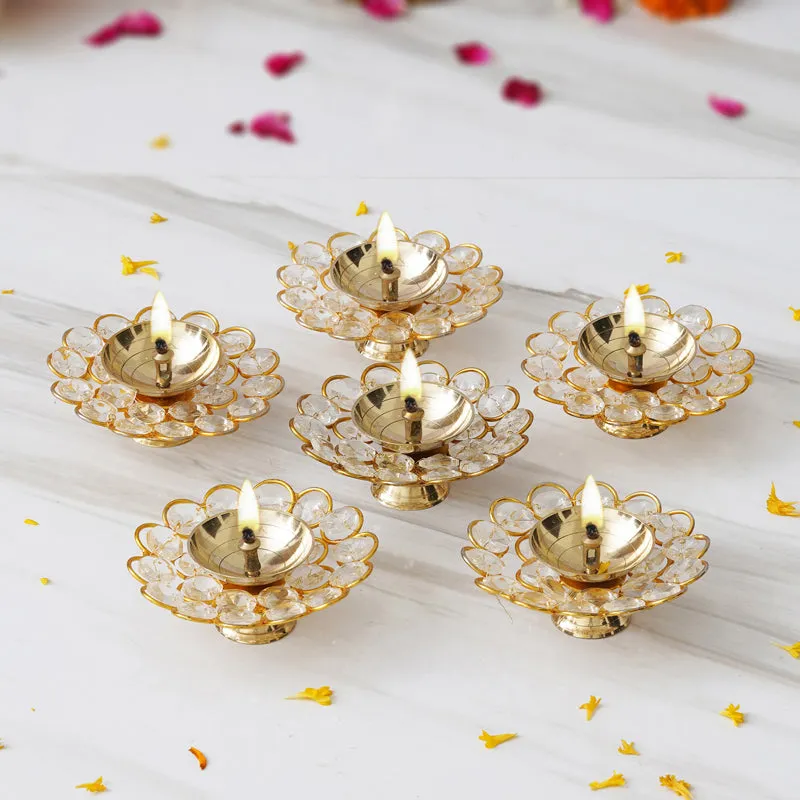 Vintara Festive Brass Diya - Set Of Six media 1