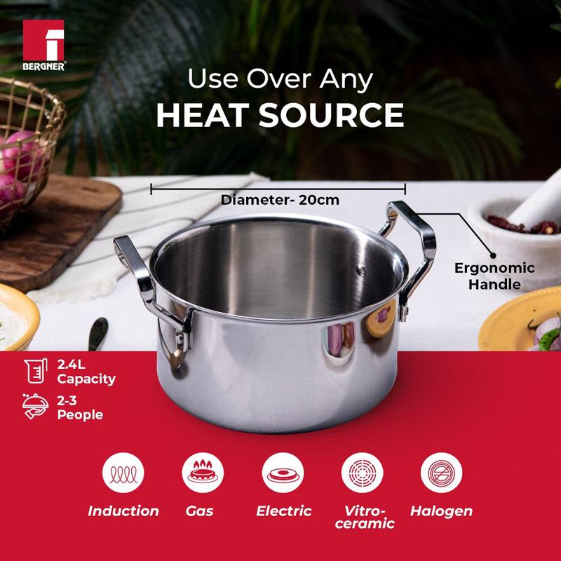 Bergner Induction Safe Cooking Pot With Lid - 3500 ml/8 Inches media 3
