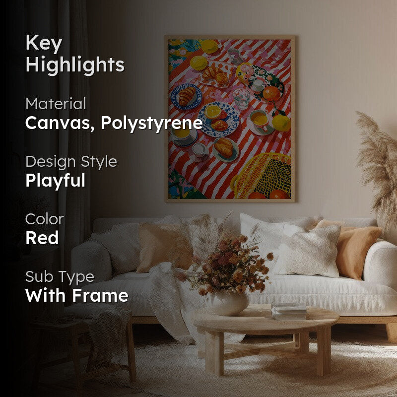 Picnella Canvas Wall Painting With Brown Frame media 2