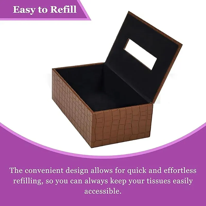 Aurin Faux Leather Tissue Box - Brown media 4