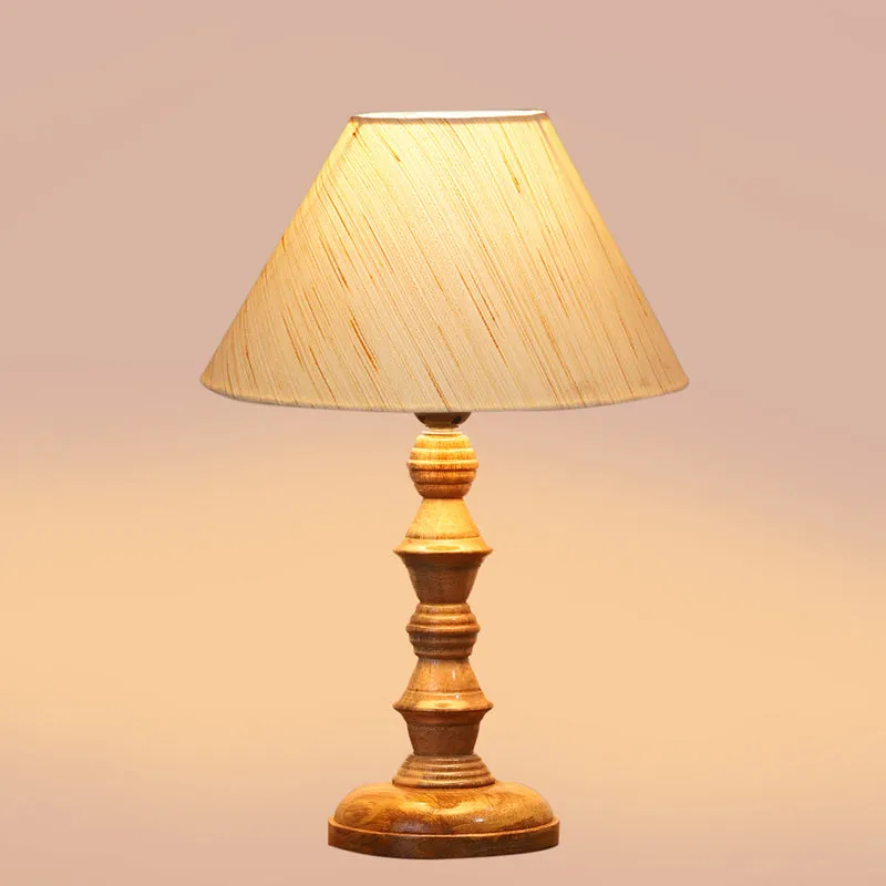 Cotin II Timber Wooden Table Lamp - Ivory,Brown media 4