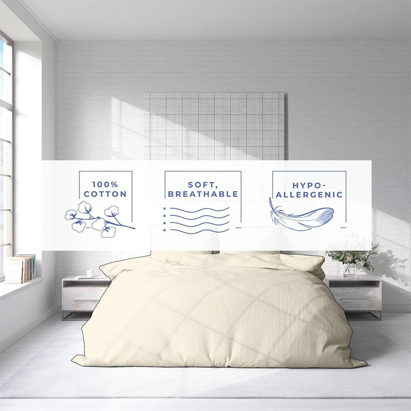Amelia 100% Cotton Satin Weave Duvet Cover With Pillow Covers - Ivory media 4
