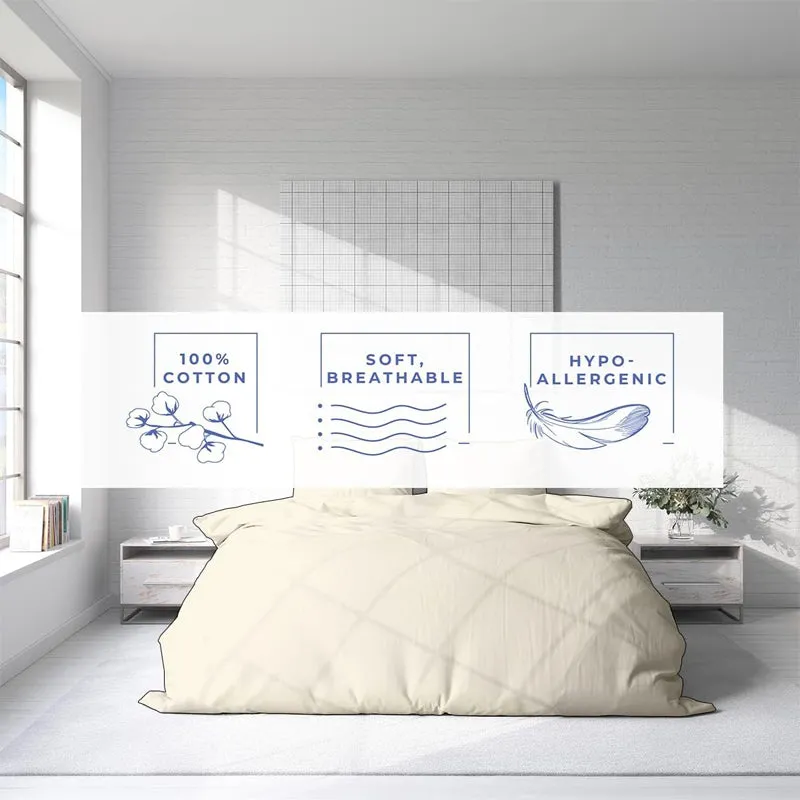 Amelia 100% Cotton Satin Weave Duvet Cover With Pillow Covers - Ivory media 4