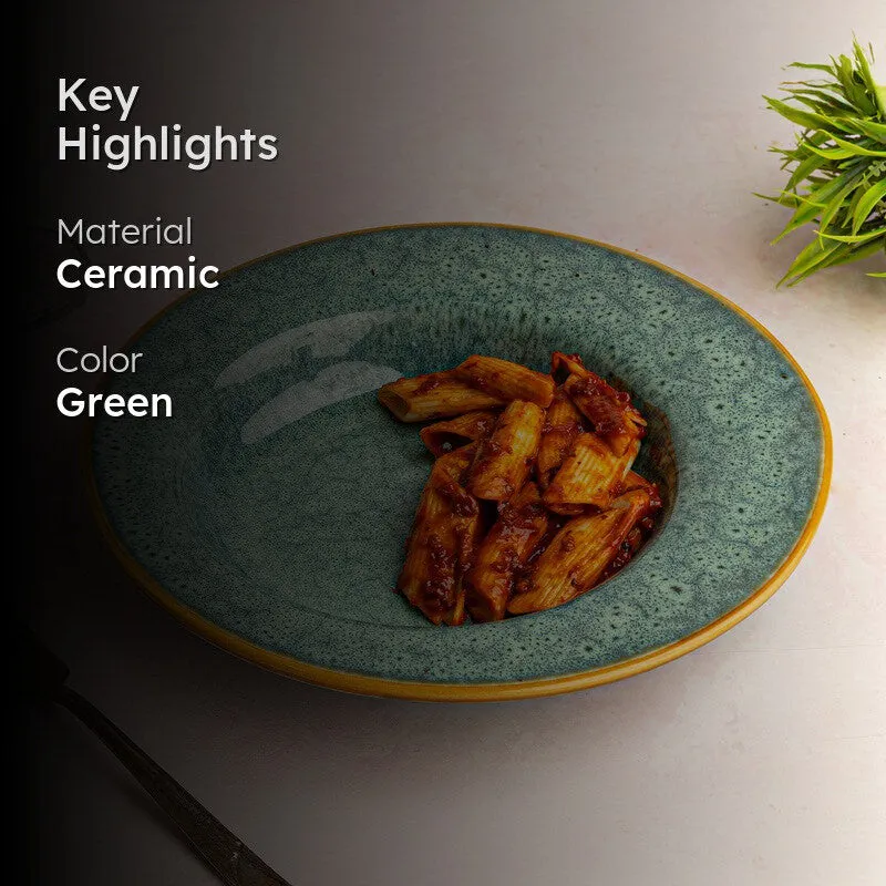 Ocean Mist Ceramic Pasta Plate (Green) - Set Of Two media 2