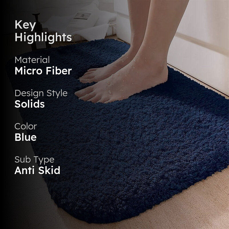 Lois Anti Skid Bath Mat - Navy Blue media 2