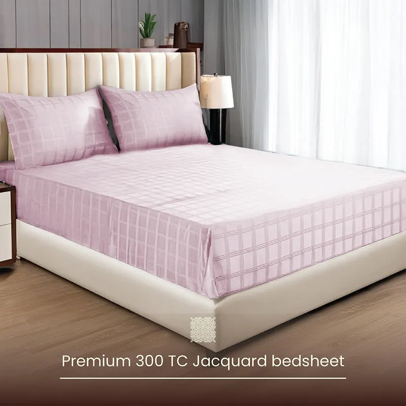 Urban Space Pink Checks Cotton Bedsheet - 300 TC media 4