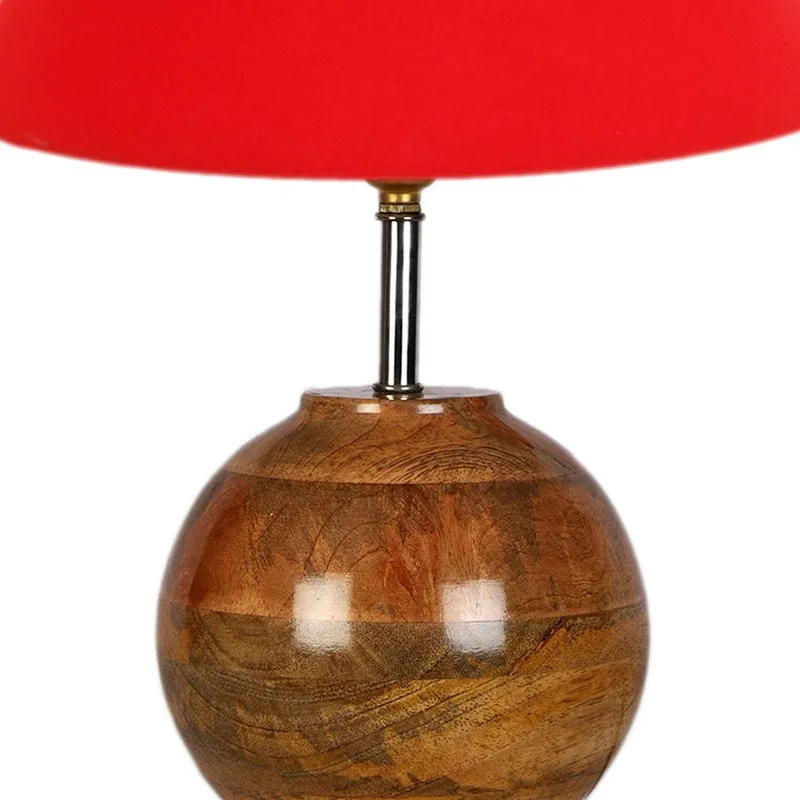 Auryon Cotton Table Lamp With Wooden Base - Red media 6
