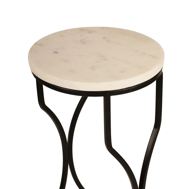 Marble Top Base Aluminum Side Table (Black) - Small media 6