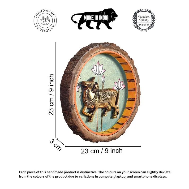 Beyricon Decorative Mango Wood Cow Round Wall Accent media 6