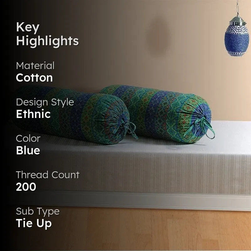 Swayam Festive Turquoise Bolster Cover - Set Of Two media 2