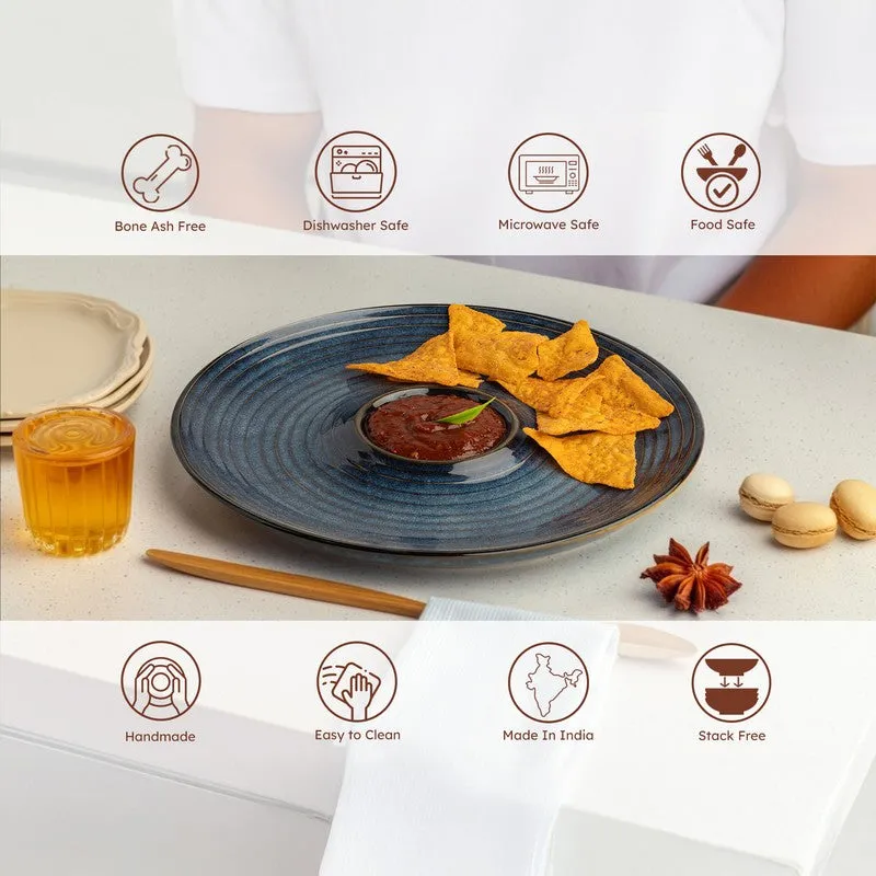 Nautic Crest Ceramic Chip n Dip Platter - Blue - 6