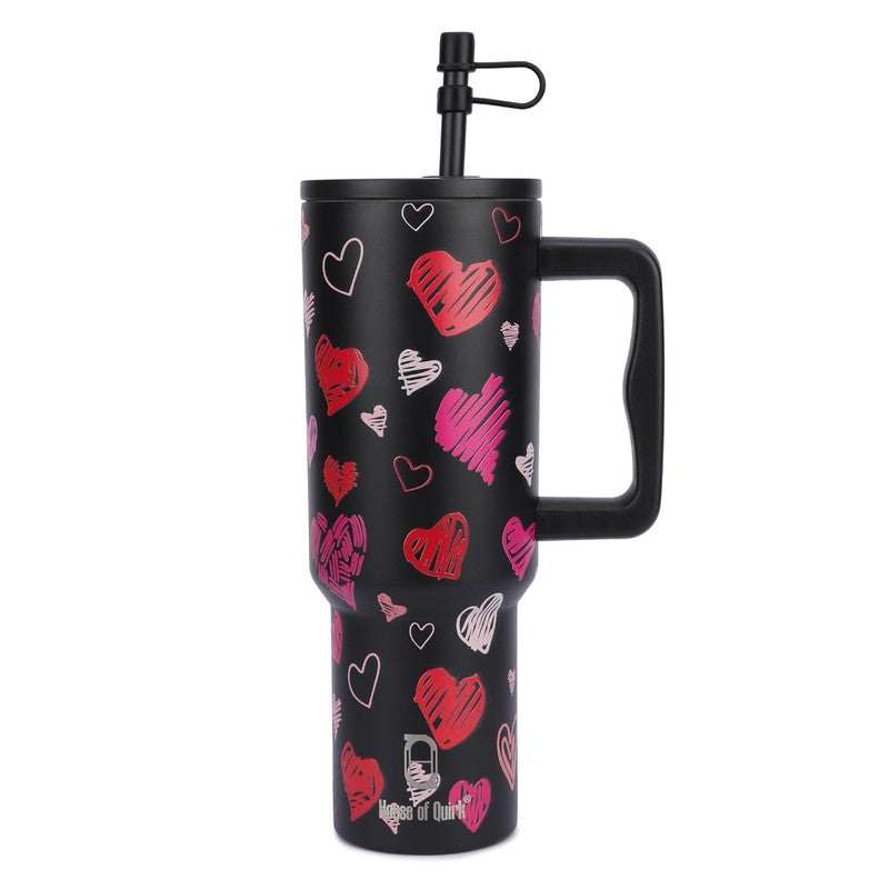 Heart Shale Stainless Steel Tumbler (1200 ML) - Black media 4
