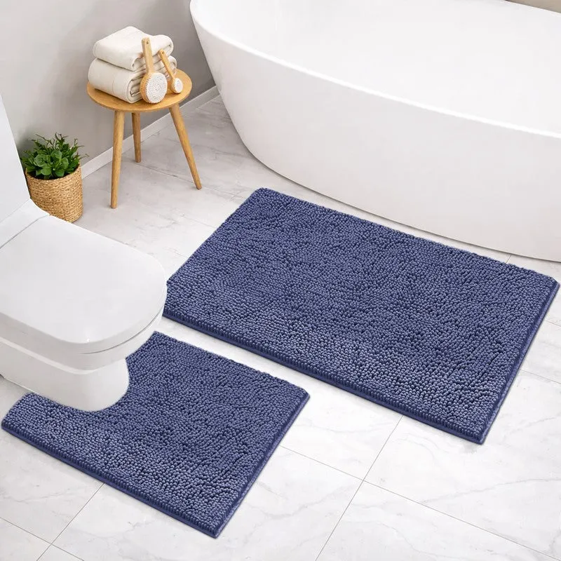 PureTone Microfiber Bath Mats (Navy) - Set of Two media 3